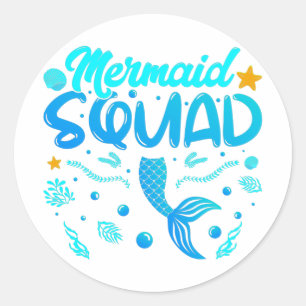 Mermaid Squad van the Birthday Classic Round Stick Ronde Sticker