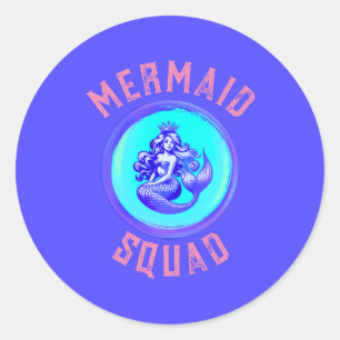 Mermaid Squad Verjaardagsfeest Thema Ronde Sticker