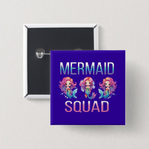 Mermaid Squad Vierkante Button 5,1 Cm