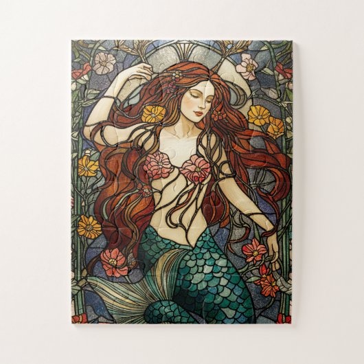 mermaid stained glass puzzel (Verticaal)