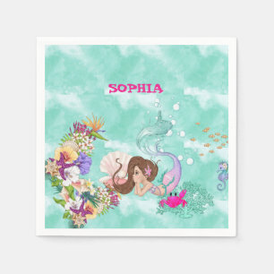 Mermaid Starfish Cute Personal Dark Hair Servet
