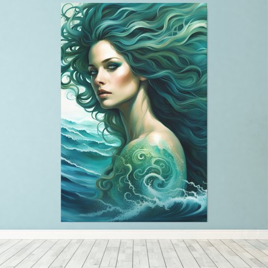 Mermaid Stretched Canvas Afdrukken (Insitu (Houten vloer))
