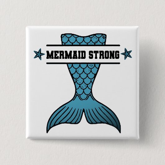 Mermaid Strong-toets Vierkante Button 5,1 Cm (Voorkant)