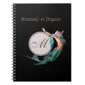 Mermaid Summer Black Monogram Modern Chic Notitieboek (Voorkant)