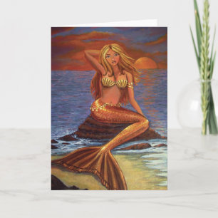 Mermaid Sunset Wenskaart Kaart