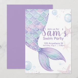 Mermaid Swim Invitation de fête d'anniversaire