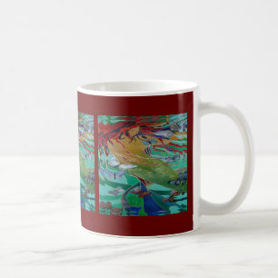 Mermaid Swimming with Butterflies Fantasy Art Koffiemok