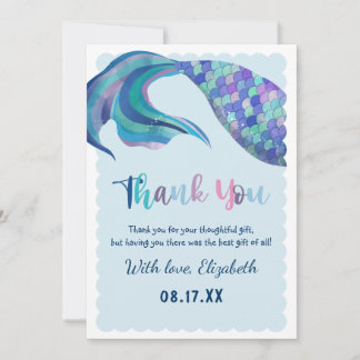 Mermaid Tail Achtergrond Birthday Partij Bedankkaart