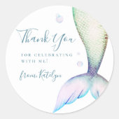Mermaid Tail Birthday Bedankt Ronde Sticker (Voorkant)