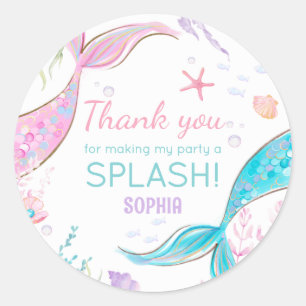 Mermaid Tail Birthday Party Ronde Sticker