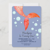 Mermaid Tail Blue 1er Anniversaire Invitation (Devant)
