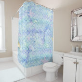 Mermaid Tail Fish Scale Pattern Girl Name Starfish Douchegordijn (In situ)