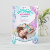 Mermaid Tail Foto onder Zee Birthday Kaart (Staand voorkant)