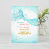Mermaid Tail Girl Anniversaire Fête Invitation (Debout devant)