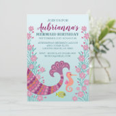 Mermaid Tail Girl Anniversaire Fête Invitation (Debout devant)