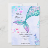 Mermaid tail girl Birthday Invitation (Devant)