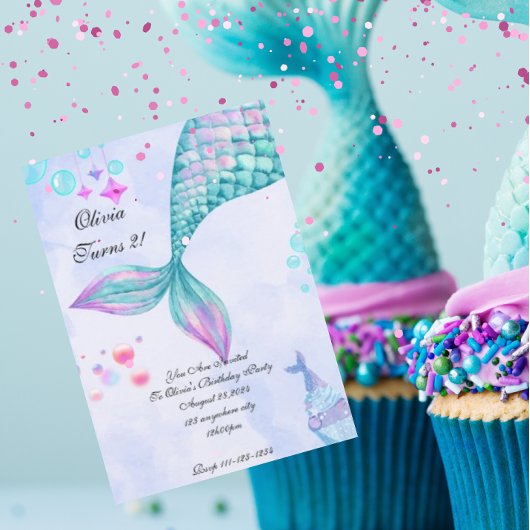 Mermaid tail girl Birthday Invitation