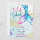 Mermaid Tail Glitter 2nd Birthday Invitation (Devant)