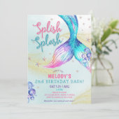 Mermaid Tail Glitter 2nd Birthday Invitation (Debout devant)