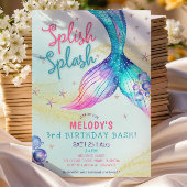 Mermaid Tail Glitter 3rd Birthday Invitation