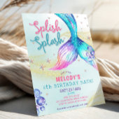 Mermaid Tail Glitter 6th Birthday Invitation Kaart