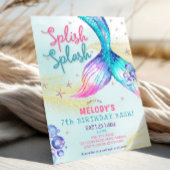 Mermaid Tail Glitter 7th Birthday Invitation