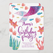 Mermaid Tail Invitation Anniversaire (Devant / Derrière)