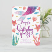 Mermaid Tail Invitation Anniversaire (Debout devant)