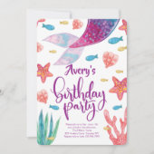 Mermaid Tail Invitation Anniversaire (Devant)
