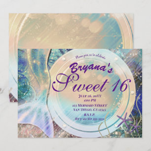 Mermaid Tail Magic Under Sea Sweet 16 Perzikgloed Kaart