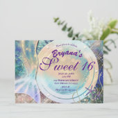 Mermaid Tail Magic under Zee Sweet 16 Peach Glow Kaart (Staand voorkant)