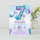 Mermaid Tail Mermaid Invitation au 7e anniversaire (Debout devant)