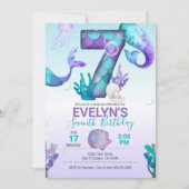 Mermaid Tail Mermaid Invitation for 7th Birthday Kaart (Voorkant)