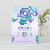 Mermaid Tail Mermaid Invitation for 9th Birthday Kaart (Staand voorkant)