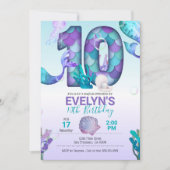 Mermaid Tail Mermaid Invitation pour 10e anniversa (Devant)