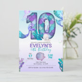 Mermaid Tail Mermaid Invitation pour 10e anniversa (Debout devant)
