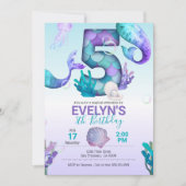 Mermaid Tail Mermaid Invitation pour 5e anniversai (Devant)