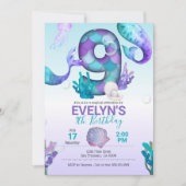 Mermaid Tail Mermaid Invitation pour 9e anniversai (Devant)