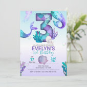 Mermaid Tail Mermaid Invitation pour le 3e anniver (Debout devant)