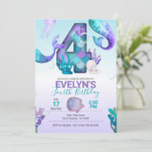 Mermaid Tail Mermaid Invitation pour le 4e anniver (Debout devant)
