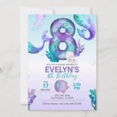 Mermaid Tail Mermaid Invitation pour le 8e anniver (Devant)
