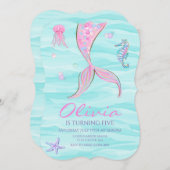 Mermaid Tail onder de uitnodiging tot vrijdag van (Voorkant / Achterkant)