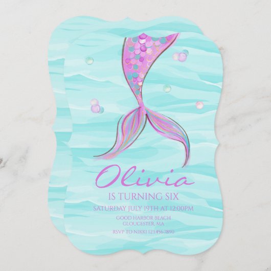 Mermaid Tail onder de uitnodiging tot vrijdag van (Voorkant / Achterkant)