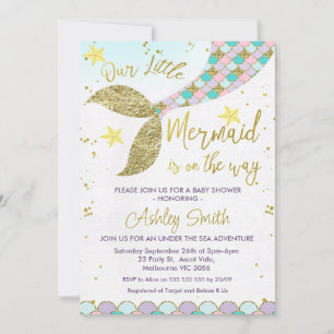 Mermaid Tail onder de uitnodiging van het Baby sho