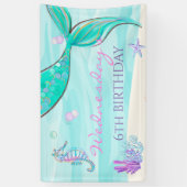 Mermaid Tail onder het Zee 'Birthday Banner' Spandoek (Verticaal)