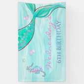 Mermaid Tail onder het Zee 'Birthday Banner' Spandoek (Verticaal)