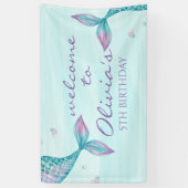 Mermaid Tail onder het Zee 'Birthday Banner' Spandoek (Verticaal)