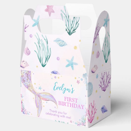 Mermaid Tail onder het Zee Girl Birthday Bedankdoosjes (Geopend)