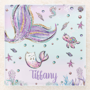Mermaid Tail onder het Zee Ocean Creature Mercat Glazen Onderzetter