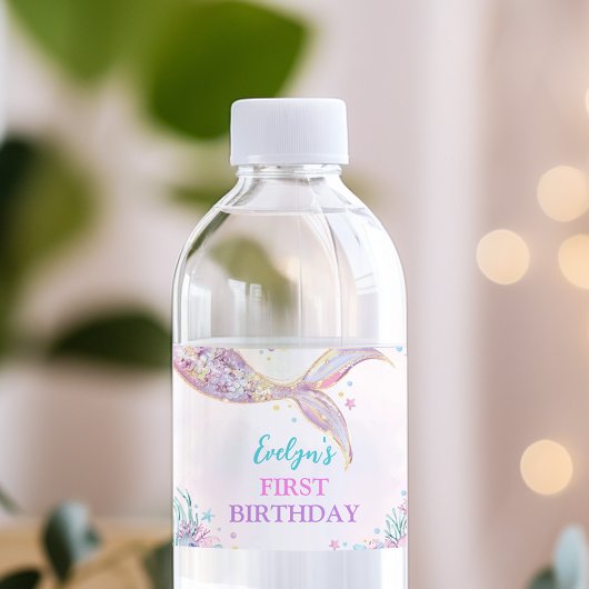 Mermaid Tail onder het Zee van Birthday Waterfles Etiket